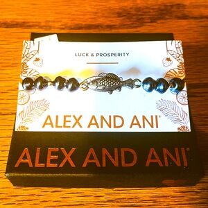 Brand New Alex & Ani Luck & Prosperity Fish and Pearl Stretch Bracelet